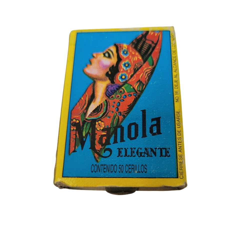 Manola Elegante Vintage Matchbox‎ Mexico Blue Yellow Good 50 Cerillos Matches
